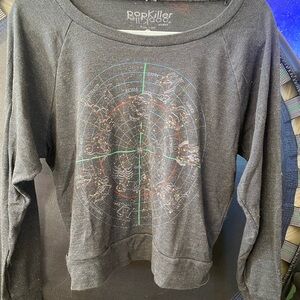 Vintage Popkiller faded black Zodiac Graphic Sweatshirt